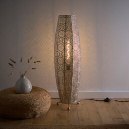 K Living Aziza Floor Lamp - Moroccan Style Satin Nickel Finish With A Stunning Bulb Included - thumbnail 2