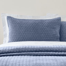 Bianca Fine Linens Attica Velvet Embroidered Pillow Sham Pair Blue