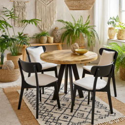 Wyld Haus California Round Mango Wood 4-Seater Dining Table With Metal Legs - thumbnail 1