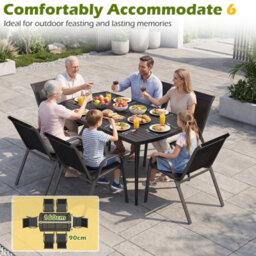 Gainoom 160X90Cm Patio Dining Table Rectangle Metal Slat Table Outdoor Heavy-Duty Bistro Furniture W/ 4Cm Umbrella Hole - thumbnail 7