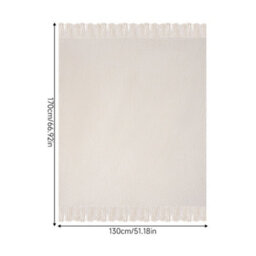 Living And Home Beige Corn-Patterned Knitted Tassel Blanket, 130Cm L X 170Cm W - thumbnail 9