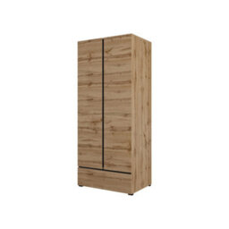 Arte Kross 89Cm Hinged Wardrobe In Rustic Oak Wotan - Compact Charm For Cosy Bedrooms - thumbnail 1