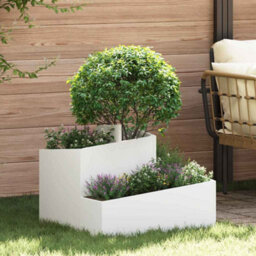 Berkfield Modern Garden Planter White 60 X 60 X 50 Cm Steel - thumbnail 2