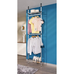 Telescopic Wardrobe System with Rods and Shelf Aluminium - thumbnail 3