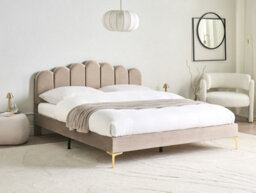 Beliani Bed Velvet Sauvian 160 X 200 Cm (Eu King Size) Taupe - thumbnail 2