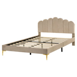 Beliani Bed Velvet Sauvian 160 X 200 Cm (Eu King Size) Taupe - thumbnail 4