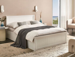 Beliani Ottoman Bed Pine Wood Lambres 140 X 200 Cm (Eu Double) White - thumbnail 2
