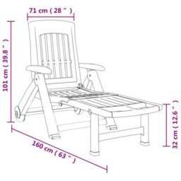 Berkfield Folding Sun Lounger With Wheels Green Pp - thumbnail 9