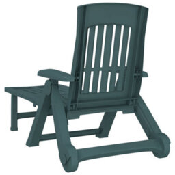 Berkfield Folding Sun Lounger With Wheels Green Pp - thumbnail 5