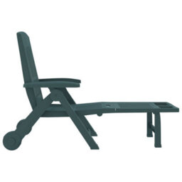 Berkfield Folding Sun Lounger With Wheels Green Pp - thumbnail 4