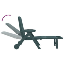 Berkfield Folding Sun Lounger With Wheels Green Pp - thumbnail 6