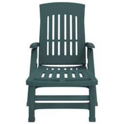 Berkfield Folding Sun Lounger With Wheels Green Pp - thumbnail 3