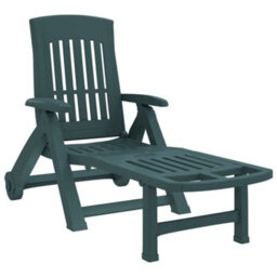 Berkfield Folding Sun Lounger With Wheels Green Pp - thumbnail 2