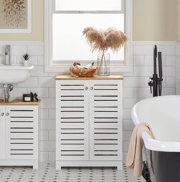 Sobuy Bzr41-W, Bathroom Cabinet Bathroom Storage Cabinet Cupboard With 2 Doors,white,w60Xd30Xh81.5 - thumbnail 2