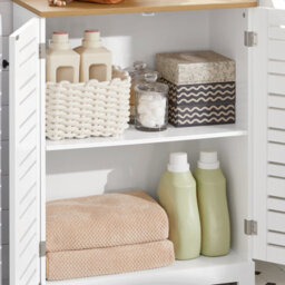 Sobuy Bzr41-W, Bathroom Cabinet Bathroom Storage Cabinet Cupboard With 2 Doors,white,w60Xd30Xh81.5 - thumbnail 5