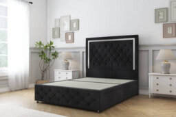 "Sloomy Sofia Chrome Black Naples Divan Bed 2 Drawers Left Side-26"" Strutted Headboard 12"" Footboard 2'6 Small Single" - thumbnail 1