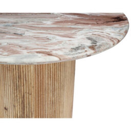 Ajmer Round Real Marble Stone Dining Table 100Cm With Pedestal Wooden Base - thumbnail 4
