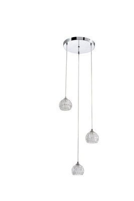 Harper Living Modern 3 Light Pendant Ceiling Light, G9 Cap Type, Polished Chrome Finish, Glass Shades Included, Bulbs Not Included - image 1