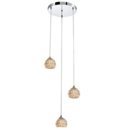 Harper Living Modern 3 Light Pendant Ceiling Light, G9 Cap Type, Polished Chrome Finish, Glass Shades Included, Bulbs Not Included - thumbnail 3