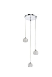 Harper Living Modern 3 Light Pendant Ceiling Light, G9 Cap Type, Polished Chrome Finish, Glass Shades Included, Bulbs Not Included - thumbnail 1