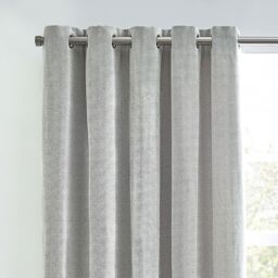 furn. Harris Grey Herringbone Chenille Lined Eyelet Curtains (W)167Cm (L)183Cm, Pair - thumbnail 2