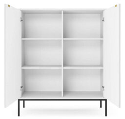Arte Elegant Nova Highboard Cabinet H1250mm W1040mm D390mm In White Matt - Sleek Storage Solution - thumbnail 3
