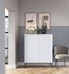 Arte Elegant Nova Highboard Cabinet H1250mm W1040mm D390mm In White Matt - Sleek Storage Solution - thumbnail 4