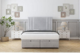 "Comfort The Foxy Silver Naples Ottoman Bed Base With 54"" Floor Standing Headboard 4' Small Double"
