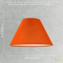 Happy Homewares Traditional 8 Inch Vivid Orange Cotton Fabric Coolie Lamp Shade - thumbnail 6