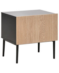 Wyld And Coco Novacasa Bedside Table Black Mdf With Ribbed Natural Ash Front, 1 Drawer, 48 X 40 X 50 Cm - thumbnail 3