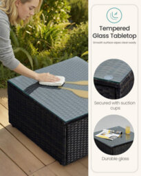 LEDREM Garden Furniture Set, Pe Rattan Patio Furniture Set, Outdoor Corner Sofa Couch, Black And Taupe - thumbnail 7