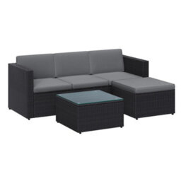 LEDREM Garden Furniture Set, Pe Rattan Patio Furniture Set, Outdoor Corner Sofa Couch, Black And Taupe - thumbnail 2
