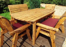 Charles Taylor Trading Six Seater Rectangular Table Set With Cushion - W290 X D245 X H98 - Fully Assembled - Burgundy - thumbnail 3