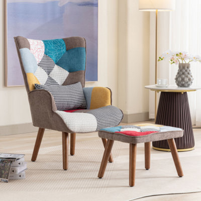 Btm Multi Colour Lounge Chair With Footrest, Backrest And Cushion, Living Room Or Lounge Chair Combination - image 1