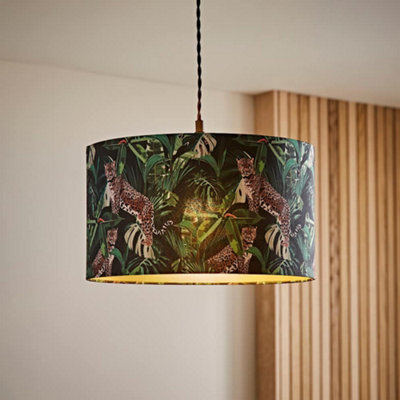 Valuelights Addalyn Green Jungle Animal Print Ceiling Lamp Shade And Bulb (D)35Cm - image 1