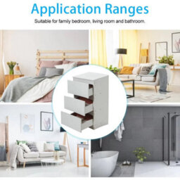 3 Drawers-32X30X59Cm Modern Bedside Table Drawers Cabinet Bedroom Furniture Storage Nightstand Shelf - thumbnail 5