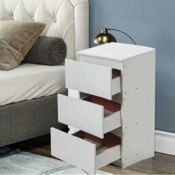 3 Drawers-32X30X59Cm Modern Bedside Table Drawers Cabinet Bedroom Furniture Storage Nightstand Shelf - thumbnail 6