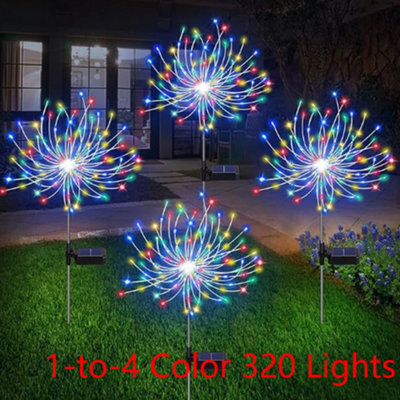 CLEFFNS 4 Pack 320 Led Solar Garden Lights Starburst Lights, Outdoor Waterproof,decor For Courtyard, Garden, Christmas Party