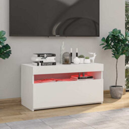 Berkfield Modern Tv Cabinet With Led Lights High Gloss White 75X35X40 Cm - thumbnail 6
