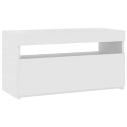 Berkfield Modern Tv Cabinet With Led Lights High Gloss White 75X35X40 Cm - thumbnail 1