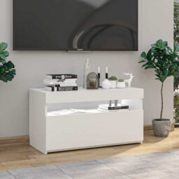 Berkfield Modern Tv Cabinet With Led Lights High Gloss White 75X35X40 Cm - thumbnail 4