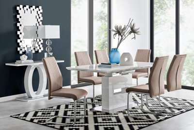 Furniturebox Uk Arezzo Large Extending Dining Table And 6 Cappuccino Lorenzo Chairs - image 1