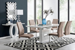 Furniturebox Uk Arezzo Large Extending Dining Table And 6 Cappuccino Lorenzo Chairs - thumbnail 1