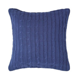 Homescapes Cotton Cable Knit Navy Blue Cushion Cover, 45 X 45 Cm