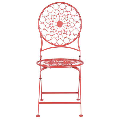 Beliani Provence Home Red Iron Garden Bistro Chairs - Set Of 2 Foldable Outdoor Seating, No Assembly Required - image 1