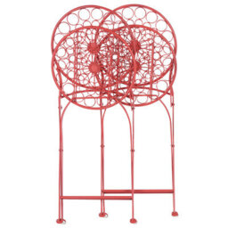Beliani Provence Home Red Iron Garden Bistro Chairs - Set Of 2 Foldable Outdoor Seating, No Assembly Required - thumbnail 6
