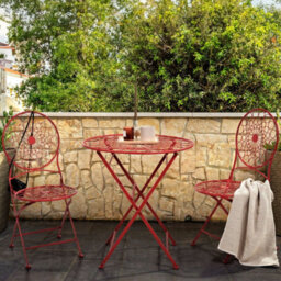 Beliani Provence Home Red Iron Garden Bistro Chairs - Set Of 2 Foldable Outdoor Seating, No Assembly Required - thumbnail 2