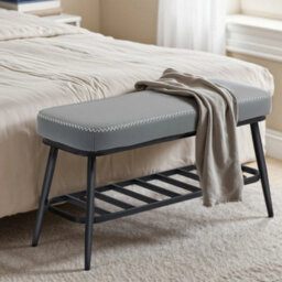 Shoe Bench, Pu Leather Shoe Storage Bench For Entryway, Grey - thumbnail 4