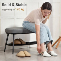 Shoe Bench, Pu Leather Shoe Storage Bench For Entryway, Grey - thumbnail 5