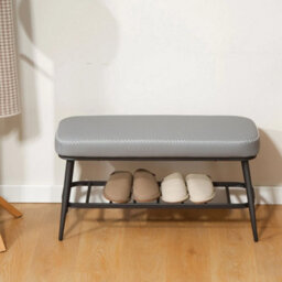Shoe Bench, Pu Leather Shoe Storage Bench For Entryway, Grey - thumbnail 6